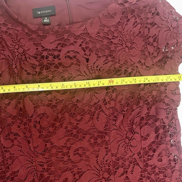 Vntg Burgundy Lace Layered Whimsigoth Fairy Grunge Dress 14 Y2K Office Siren - Picture 6 of 8